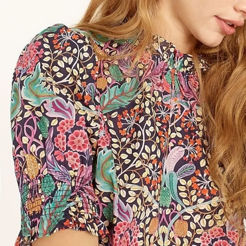 J. Crew Puff-sleeve top in Liberty Elm House Floral XXS